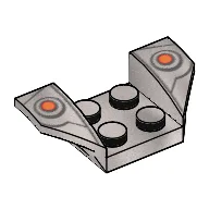 Mudguard 2 x 4 with 2 x 2 Studs and Flared Wings, Orange Dots and Dark Gray Lines Print / Pearl Light Gray