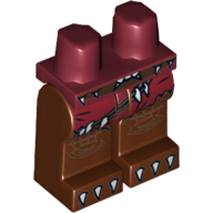 Lego Hips and Reddish Brown Legs with Dark Red Loincloth, Belt with White Spikes and White Claws Print / Dark Red