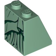 Lego Brick Sloped 65° 2 x 2 x 2 with Bottom Tube with Black and Dark Green Robe Print