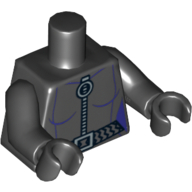 Lego Torso Dark Purple Lines, Ring Zipper Pull, Gray Belt Print, Black Arms and Hands / Black