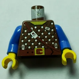 Torso, Armor with Studs and Brown Crossbelt Print, Blue Arms, Yellow Hands / Brown