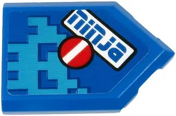 Tile, Modified 2 x 3 Pentagonal with Blue 'ninja' and White Minus Sign on Red Circle Pattern (Sticker) - Set 71711
