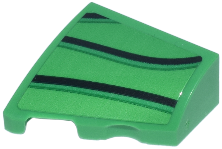 Lego Wedge 2 x 2 x 2/3 Left with Green and Black Pattern (Sticker) - Set 77247