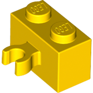 Lego Brick Special 1 x 2 with Vertical Clip [Open O Clip] / Yellow