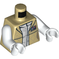 Lego Torso Checkered Jacket with White Undershirt with Creases Print (Leia), White Arms and Hands / Tan
