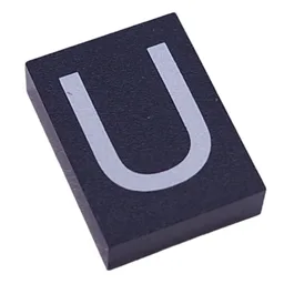 Modulex Tile 3 x 4 with White 'U' Print, without Internal Supports / Modulex Tile Blue