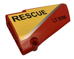 Technic, Panel Fairing #18 Large Smooth, Side B with Silver Stripe, 'RESCUE' and 'LT 9396' Pattern (Sticker) - Set 9396