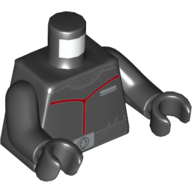 Lego Torso Jacket with Red Trim and Belt Print, Black Arms and Hands / Black