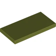 Tile 2 x 4 with Groove / Olive Green