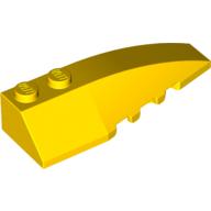 Lego Brick Wedged, Curved 6 x 2 Right, Inner Ridges / Yellow