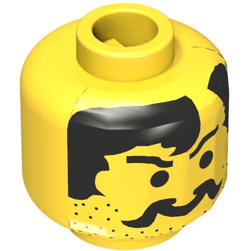 Lego Minifig Head Cowboy / Pirate, Moustache, Stubble and Bald Hair Part Print [Blocked Open Stud] / Yellow