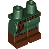 Lego Hips with Dark Green Legs and Reddish Brown Boots Pattern with Reddish Brown Belt, Pouch Print / Dark Green