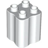 Duplo Brick 2 x 2 x 2 with Indented Sides (Tree Trunk) / White
