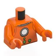 Torso, Retro Spacesuit, Silver /White Circle, Green Buttons Print, Orange Arms, Orange Hands / Orange
