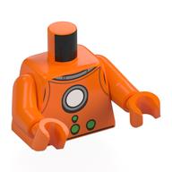 Lego Torso, Retro Spacesuit, Silver /White Circle, Green Buttons print, Orange Arms, Orange Hands / Orange