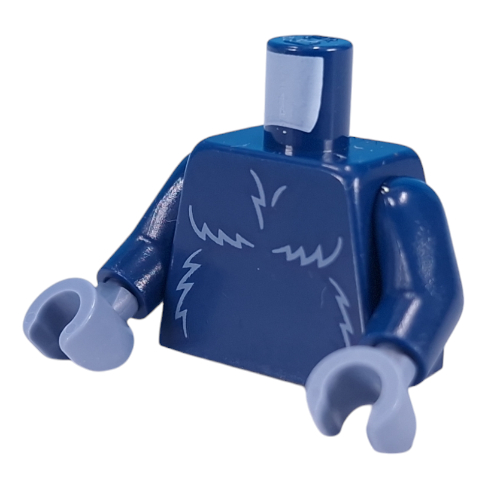 Lego Torso, Sand Blue Fur print, Dark Blue Arms, Sand Blue Hands / Dark Blue