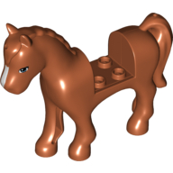 Lego Animal, Horse with 2 x 2 Cutout, Blue Eyes and White Blaze Print / Dark Orange