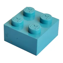 Modulex Brick 2 x 2 with M on Studs / Modulex Pastel Blue