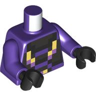 Lego Torso, Realm Raider, Pixelated Pearl Titanium/Black/Bright Light Yellow Armor print, Dark Purple Arms, Black Hands / Dark Purple