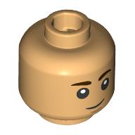 Lego Minifig Head Jacen Syndulla, Dark Brown Eyebrows, Crooked Smile / Open Mouth Smile Print / Warm Tan