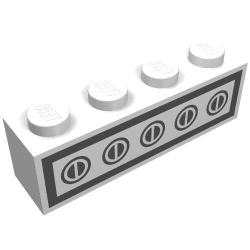 Lego Brick 1 x 4 with Bottom Tubes, Lowered Center Cross Support with Homemaker Stove Switch Print / White