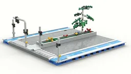 Bif Modular Street with Crosswalk and Traffic Lights
