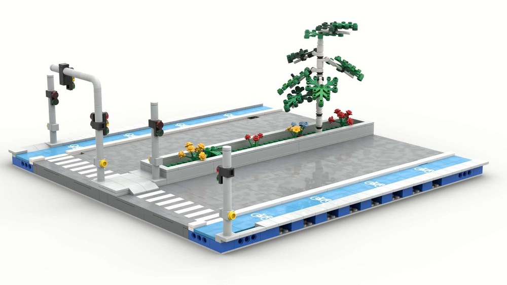 Lego Bif Modular Street with Crosswalk and Traffic Lights