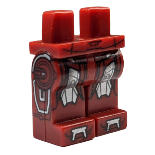 Lego Hips and Dark Red Legs with Black and Silver Armor on Front and Sides, Boots, Belt Print (Iron Man) / Dark Red