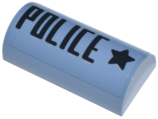 Lego Slope, Curved 2 x 4 Double with Groove with Black 'POLICE' and Star Pattern (Sticker) - Set 76271