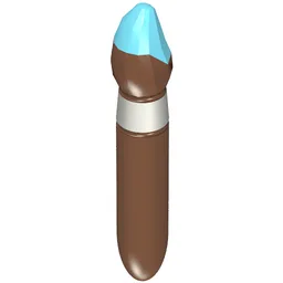 Equipment Paint Brush with Silver Ring and Medium Azure Tip Print / Reddish Brown