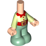 Lego Microdoll Body Pants Sand Green with Yellowish Green Shirt, Red Belt, Sand Green Legs, Light Nougat Hands print