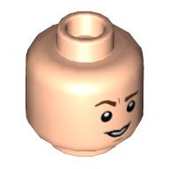 Lego Minifig Head Percy Weasley / Samwise Gamgee, Raised Eyebrow with Slight Smile / Worried Print / Light Nougat