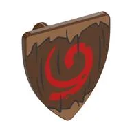 Shield Triangular with Red Symbol, Dark Tan Border Print