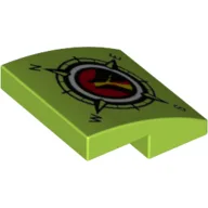Brick Curved 2 x 2 x 2/3 with Compass Print / Lime