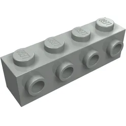 Brick Special 1 x 4 with 4 Studs on One Side / Light Gray