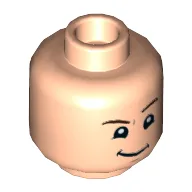Minifig Head Dudley Dursley, Raised Left Eyebrow, Smirk / Light Nougat