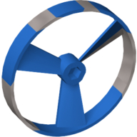 Lego Large Figure Spinner / Propeller without Code, Marbled Pearl Light Gray Pattern (Rhotuka) / Blue
