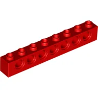 Technic Brick 1 x 8 [7 Pin Holes] / Red