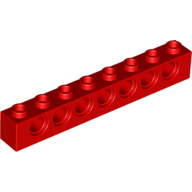 Lego Technic Brick 1 x 8 [7 Pin Holes] / Red