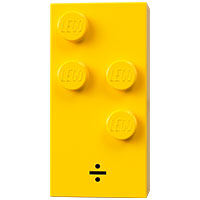 Lego Braille Brick 2 x 4 with 4 Studs ⠳ and '÷' print / Yellow