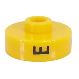 Pen Bead, Round Short, Flat Edge with 'E', 'F', 'P' Print / Yellow