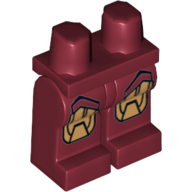 Lego Hips and Dark Red Legs with Iron Man Gold Knee Plates Print 1 / Dark Red