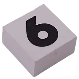 Modulex Tile 2 x 2 with Black '6/9' Print, without Internal Supports
