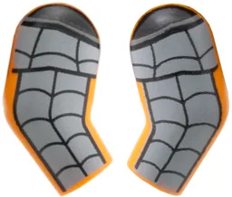 Arm, (Matching Left and Right) Pair with Dark Bluish Gray Armor and Black Webbing Pattern / Orange