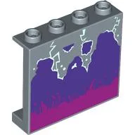 Panel 1 x 4 x 3 with Dark Purple/Magenta Rocks Print / Sand Blue