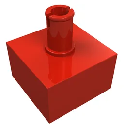 Brick Special 2 x 2 No Studs, Top Pin / Red