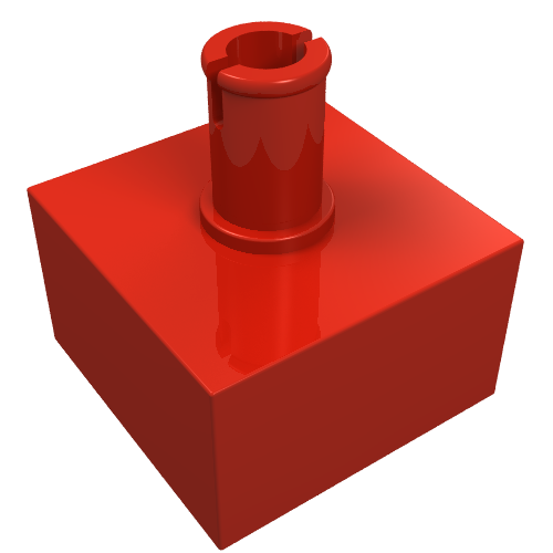 Lego Brick Special 2 x 2 No Studs, Top Pin / Red