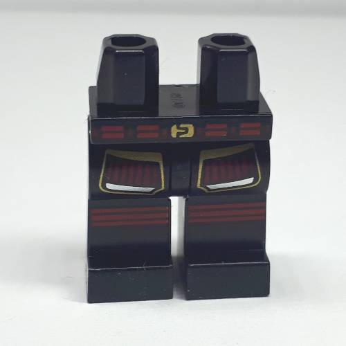Lego Hips and Black Legs with Red Belt, Gold Buckle, Red Knee Pads / Black