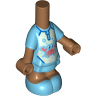 Lego Microdoll Body Short Dress Medium Blue with Coral Crab print, Medium Nougat Arms and Hands / Medium Nougat