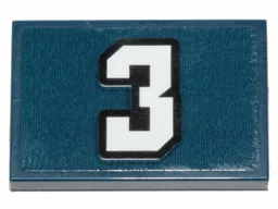 Tile 2 x 3 with White Number 3 with Black Outline Pattern (Sticker) - Set 70835